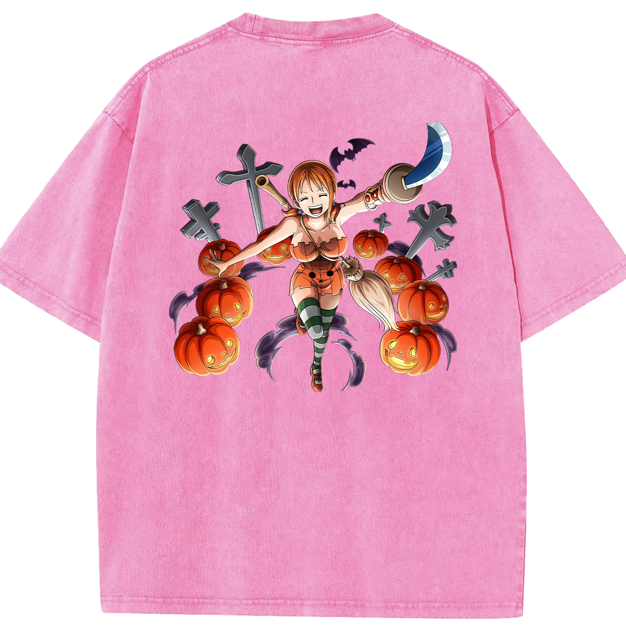 ワンピース ナミ ONE PIECE Nami 綿100% ヴィンテージ風 半袖Tシャツ（背面プリント）